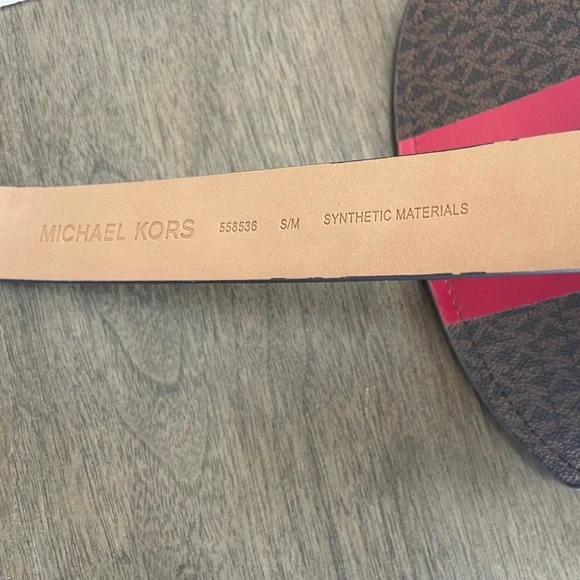 Michael Kors Brown Signature Leather Stripe Waist Fanny Belt Bag S/M - Picture 11 of 13